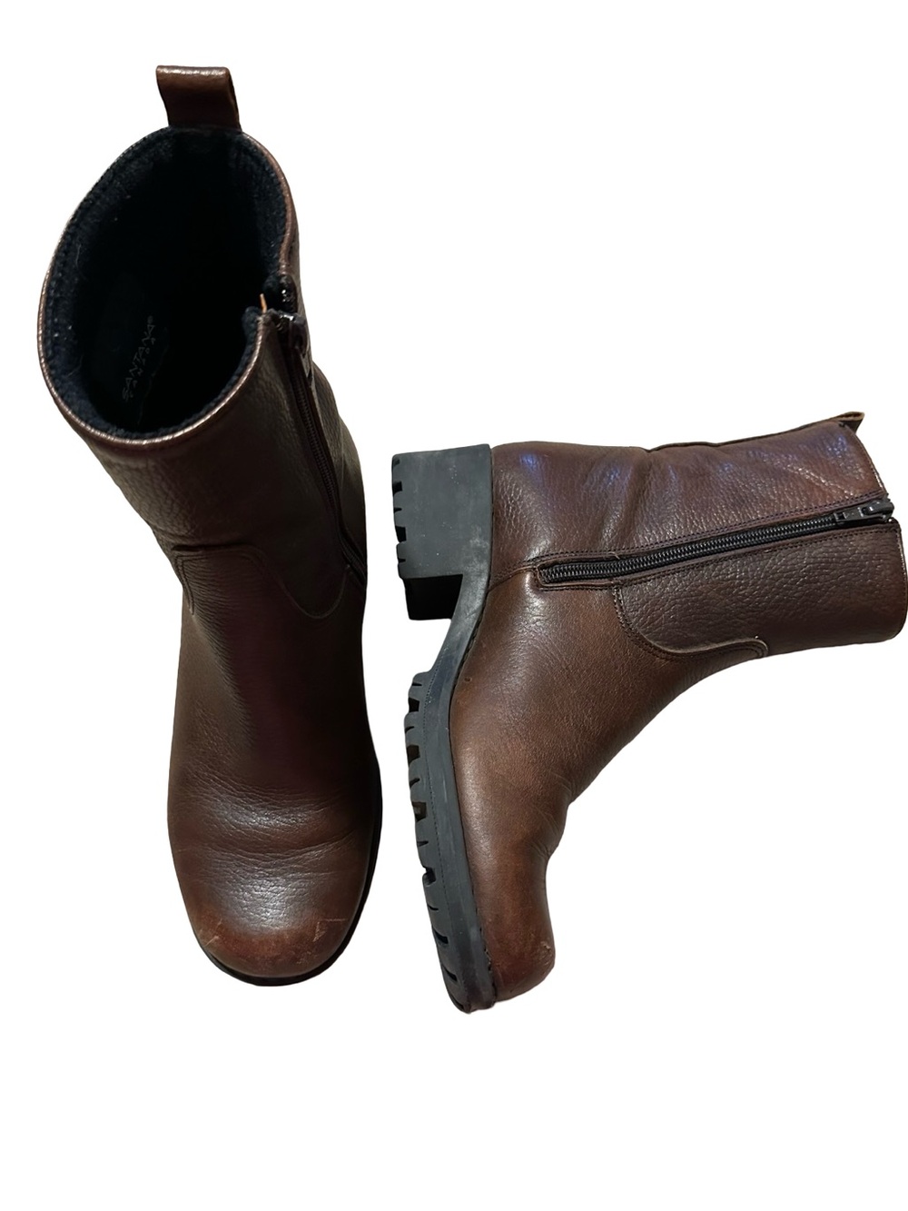 Vintage 80s Santana Canada Brown Leather Side-Zip Heeled Ankle Boots Size 8